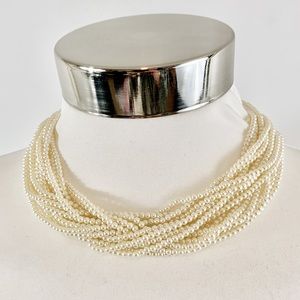 Carolee Faux Pearl Multi Strand Choker Necklace
